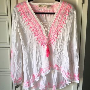 White Long Sleeve Swimsuit Coverup